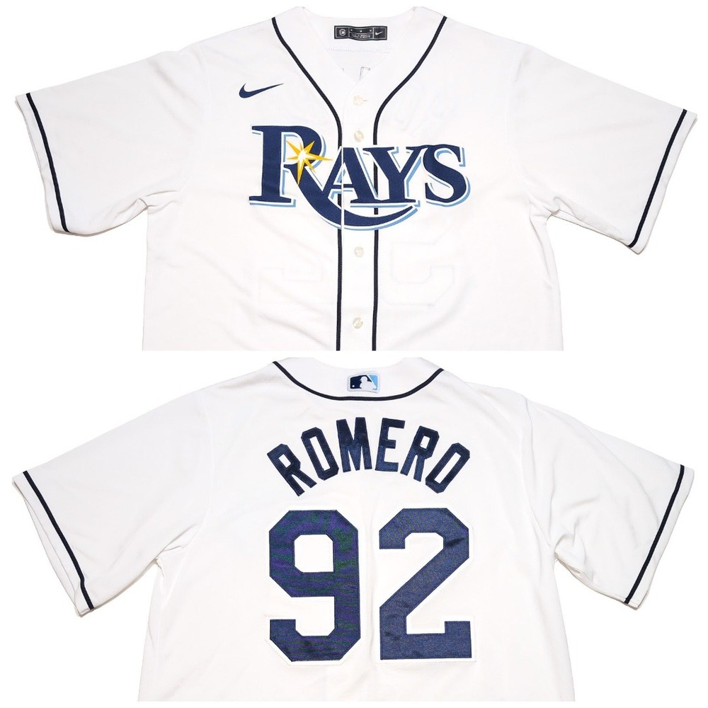 NIKE Tampa Bay Rays Romero Jersey Mens Medium White Excellent MLB Baseball 92
